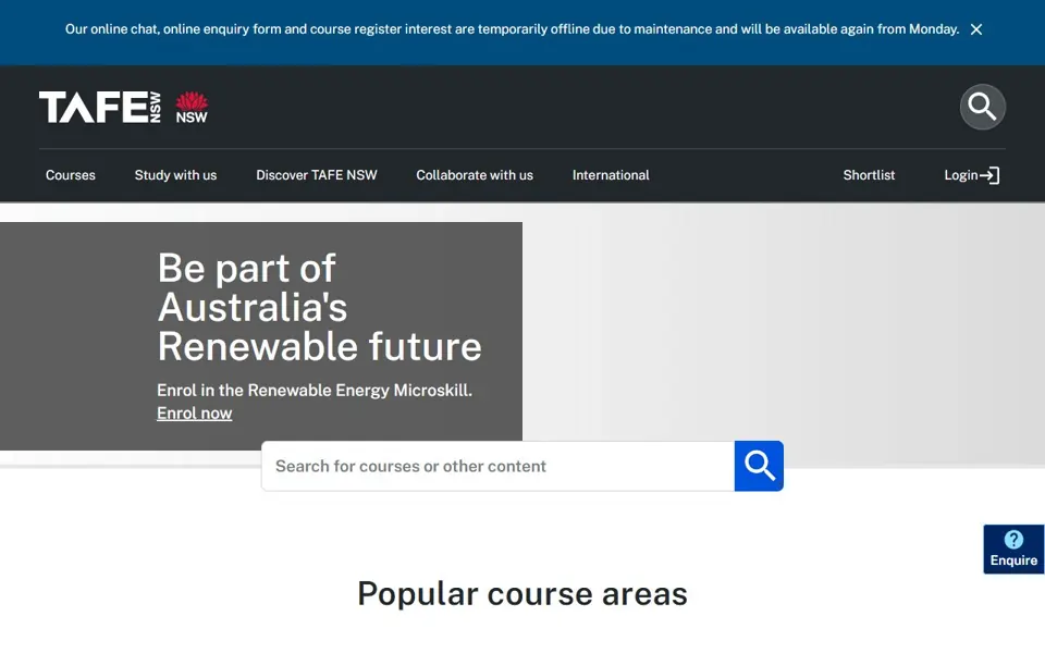 TAFE NSW website screenshot
