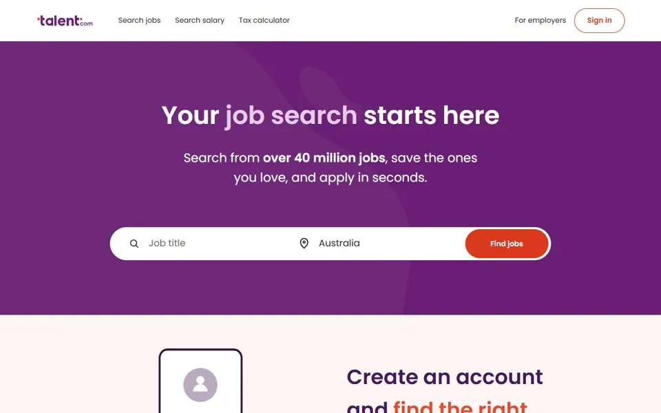 Talent.com Australia website screenshot