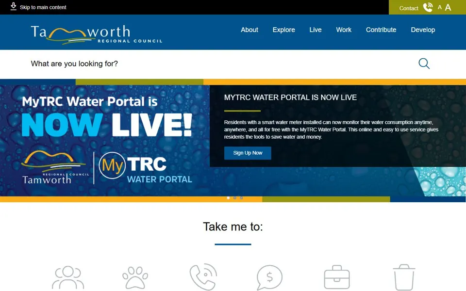 Tamworth Regional Council website screenshot