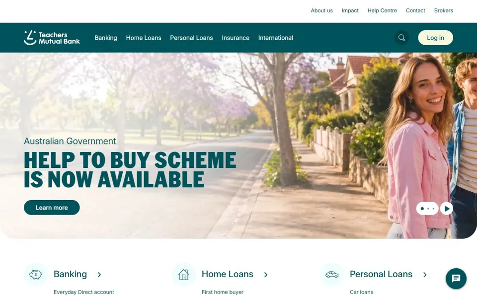 Teachers Mutual Bank website screenshot