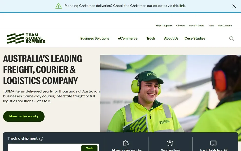 Team Global Express website screenshot
