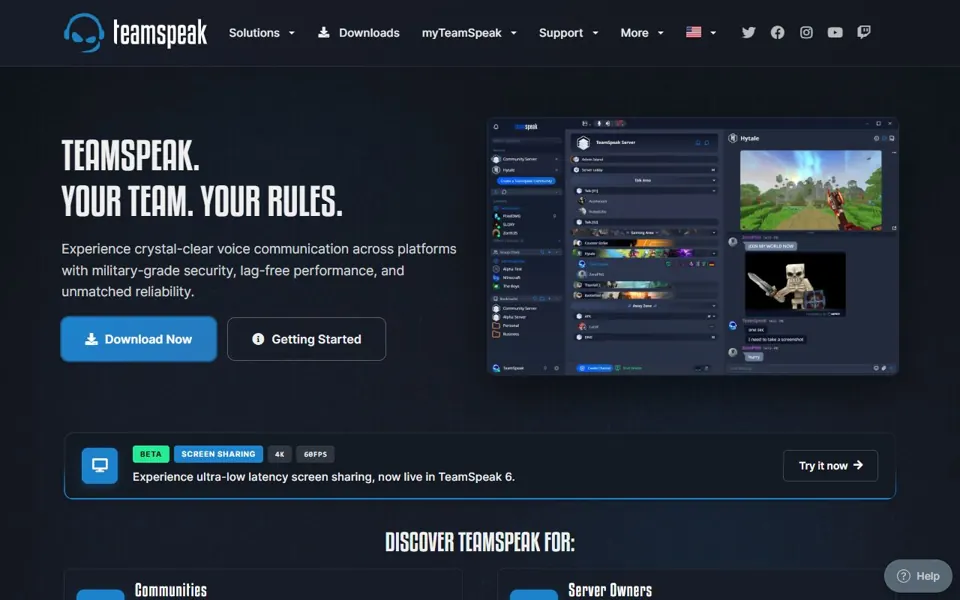 TeamSpeak website screenshot