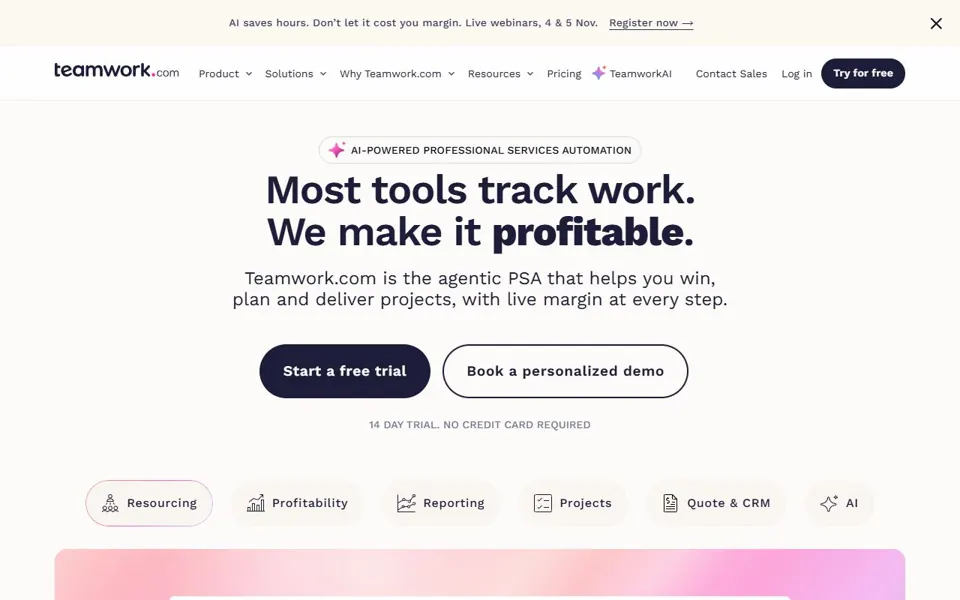 Teamwork website screenshot