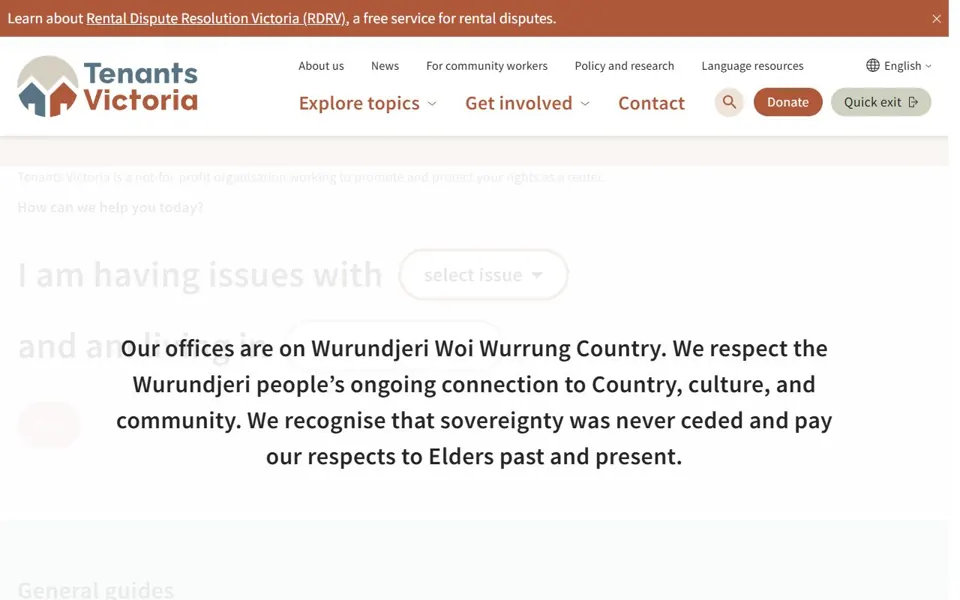 Tenants Victoria website screenshot