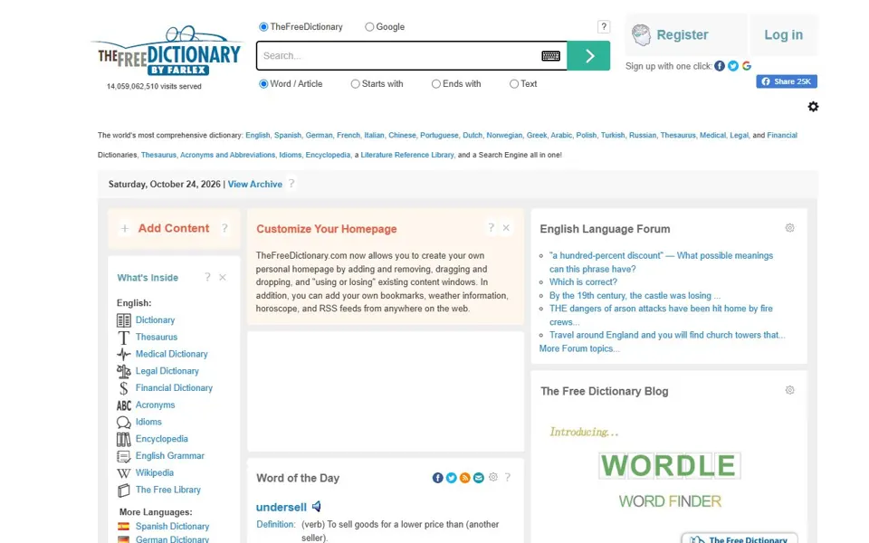 The Free Dictionary · Website screenshot
