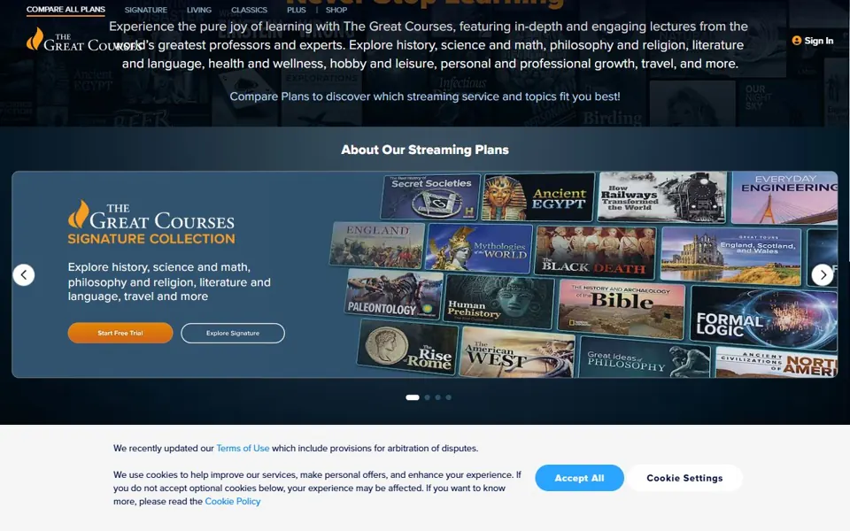 The Great Courses · Website screenshot