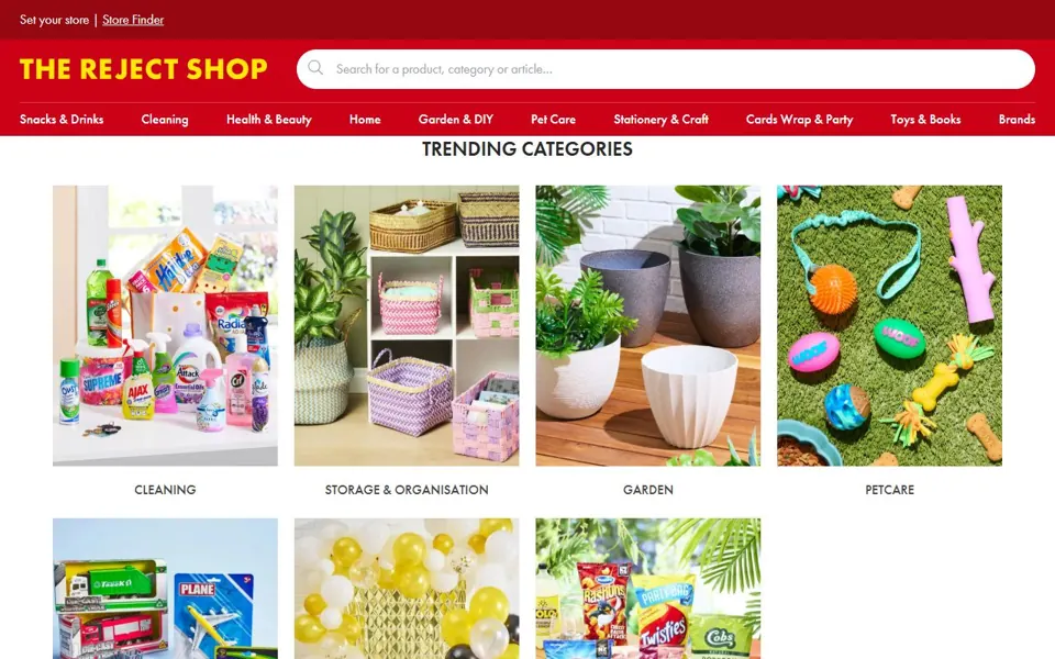The Reject Shop website screenshot