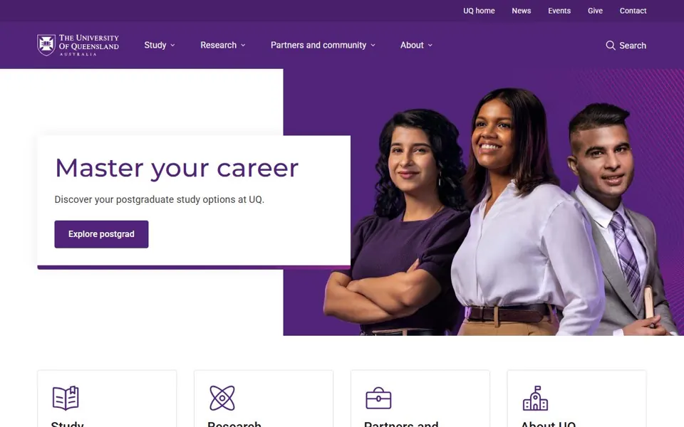 The University of Queensland website screenshot