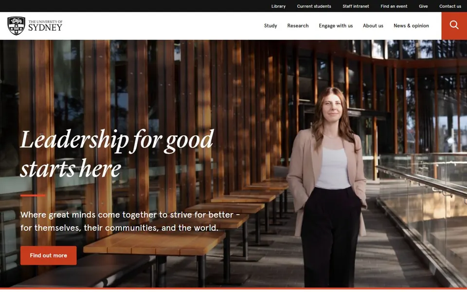 The University of Sydney website screenshot