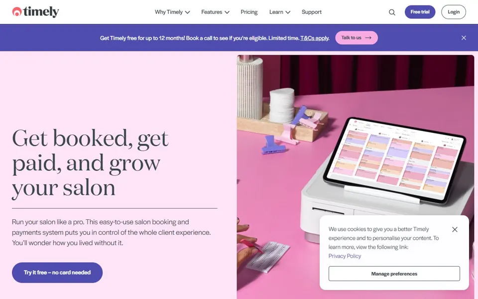 Timely website screenshot