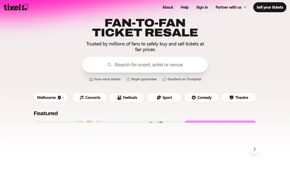 Tixel website screenshot
