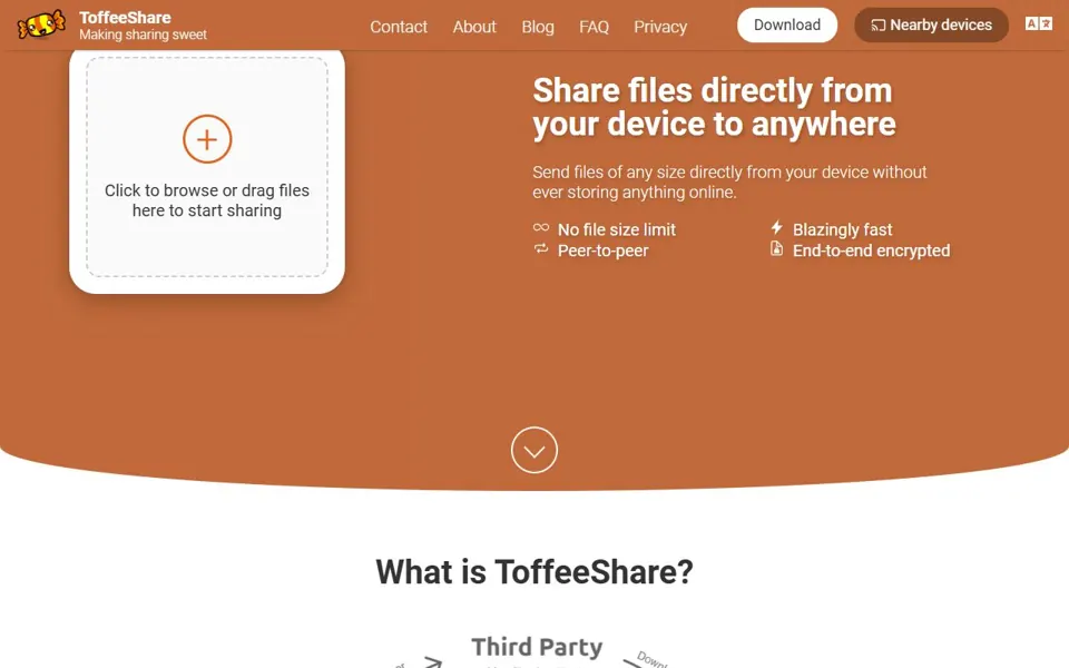ToffeeShare website screenshot