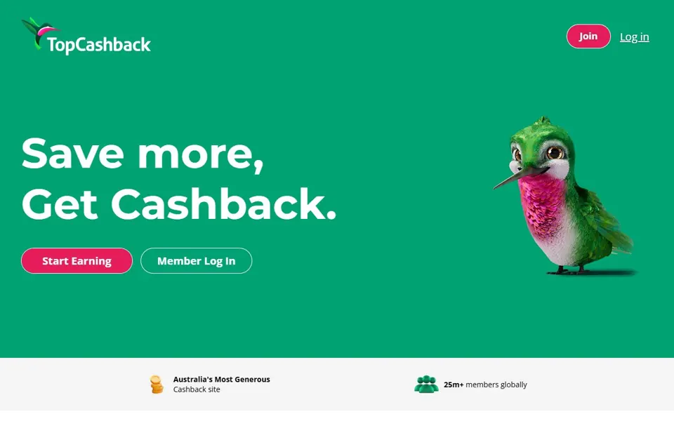 TopCashback Australia website screenshot