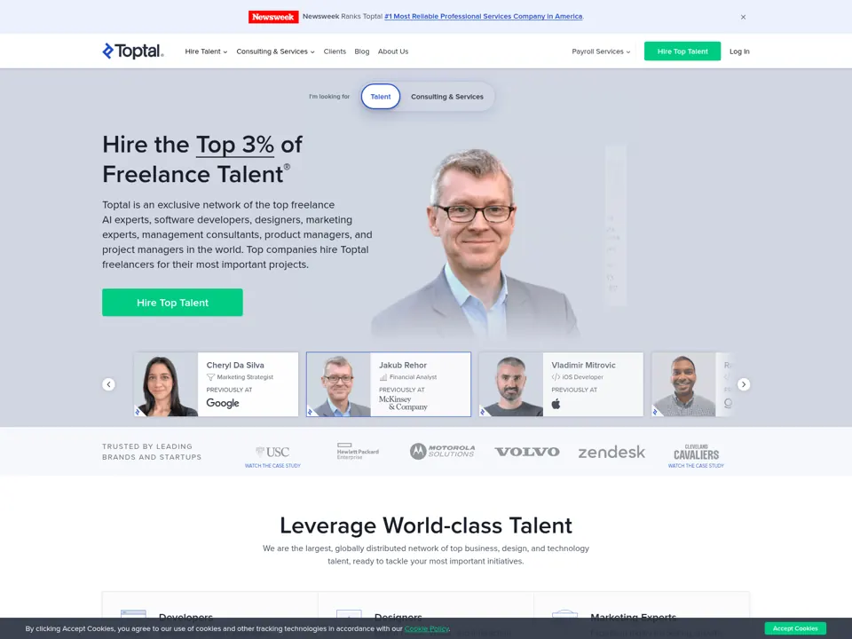 Toptal website screenshot
