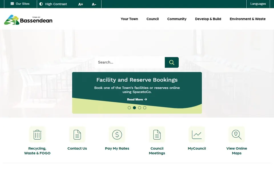 Town of Bassendean website screenshot
