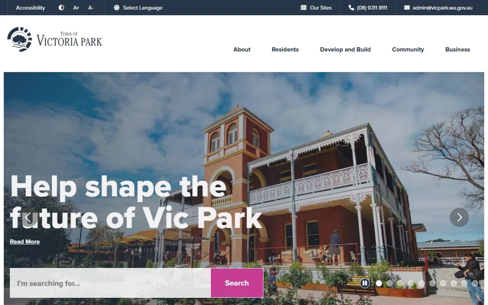 Town of Victoria Park website screenshot