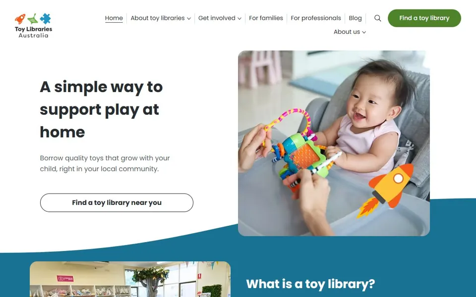 Toy Libraries Australia website screenshot