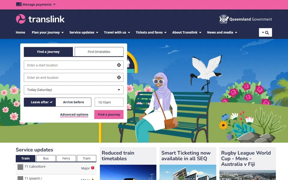 Translink website screenshot