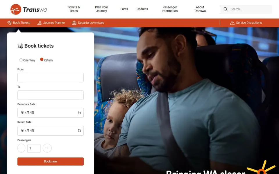 Transwa website screenshot