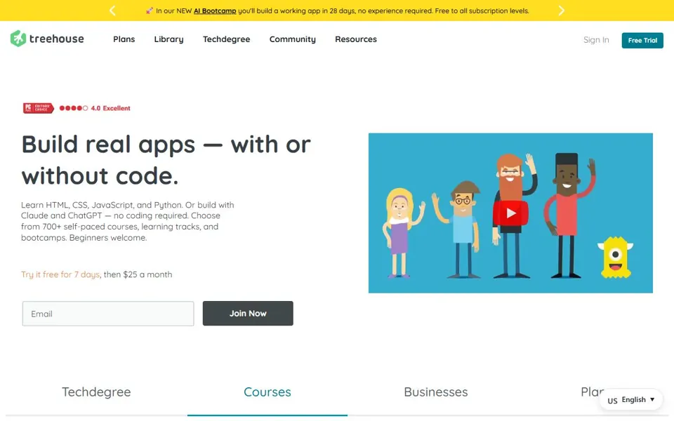Treehouse · Website screenshot