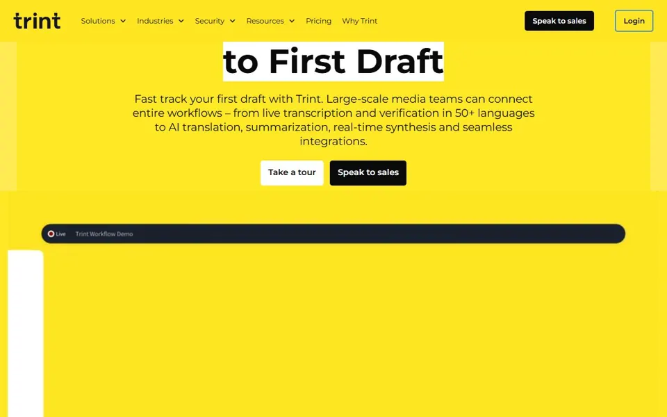 Trint website screenshot