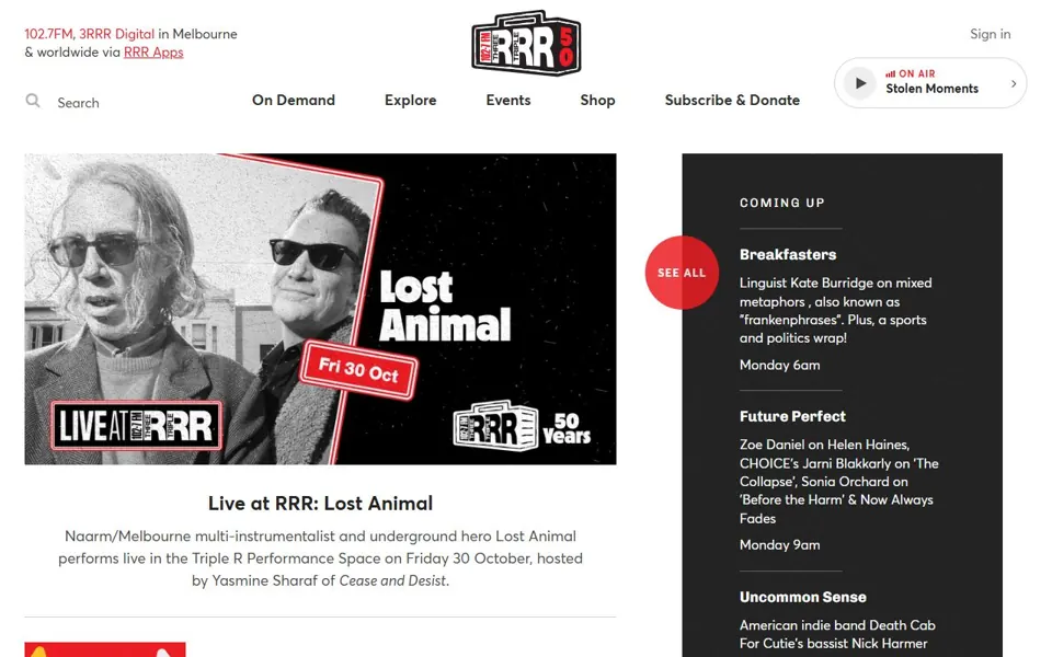 Triple R website screenshot