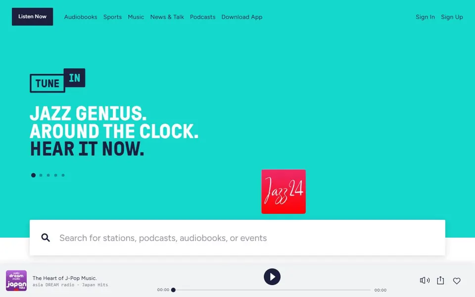 TuneIn website screenshot