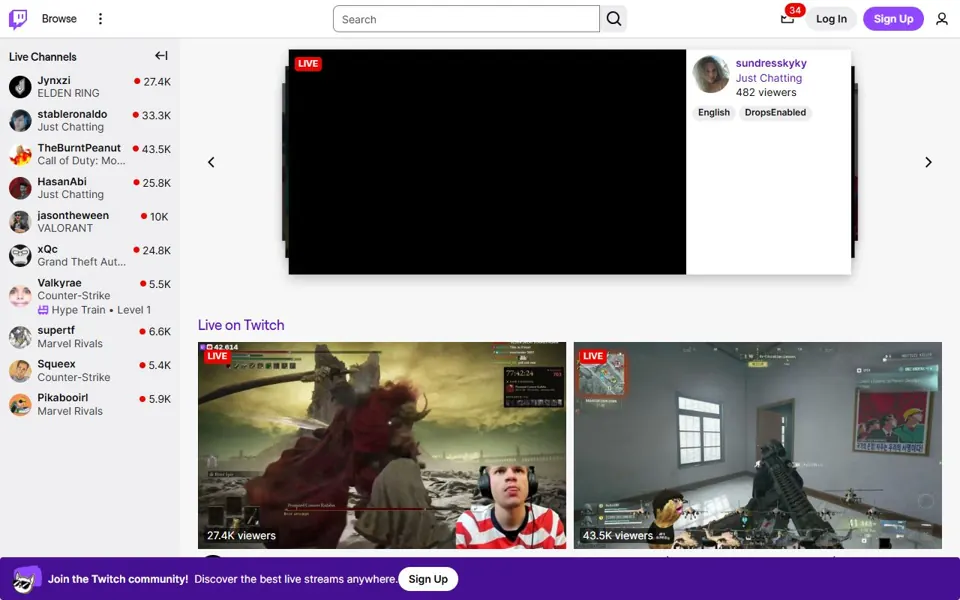 Twitch website screenshot