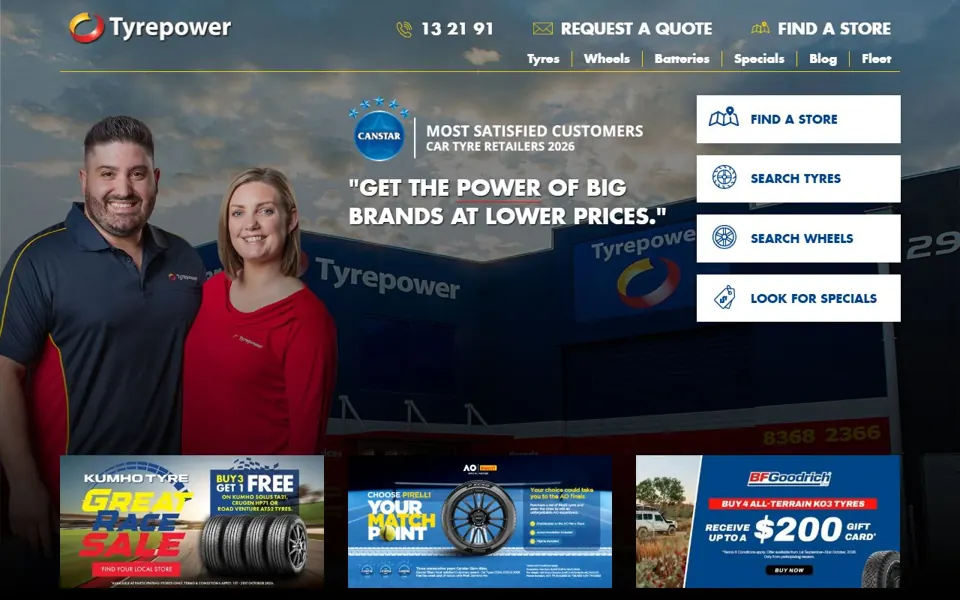 Tyrepower website screenshot