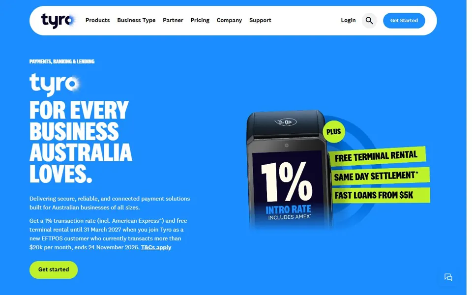 Tyro website screenshot