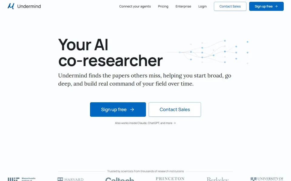 Undermind website screenshot