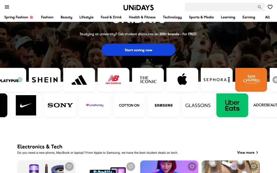 UNiDAYS website screenshot