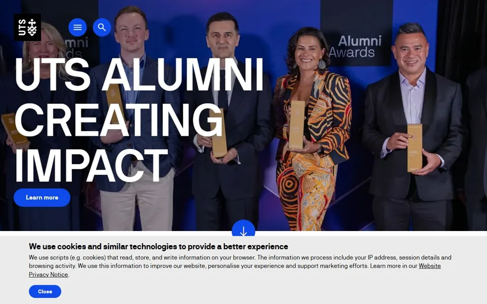 University of Technology Sydney website screenshot