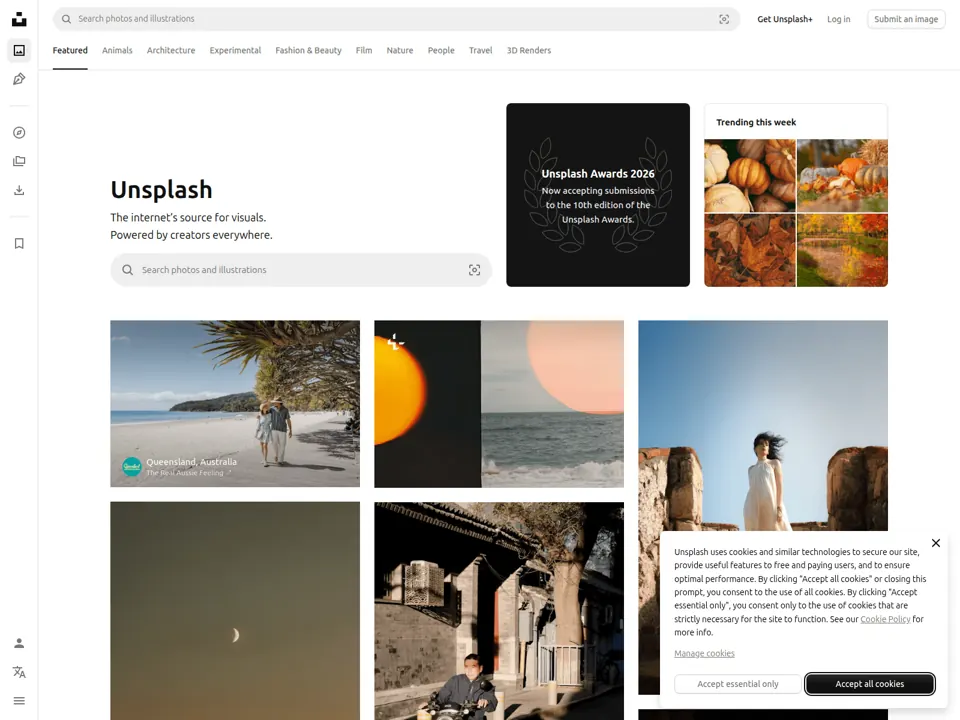 Unsplash website screenshot