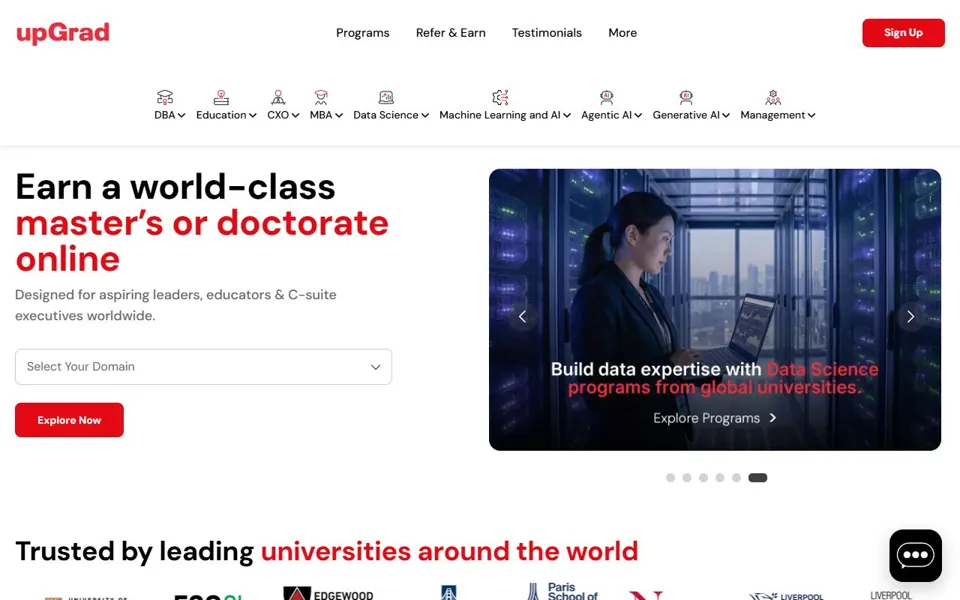 upGrad website screenshot
