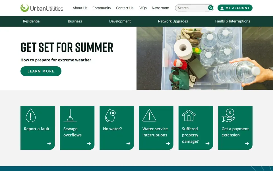 Urban Utilities website screenshot