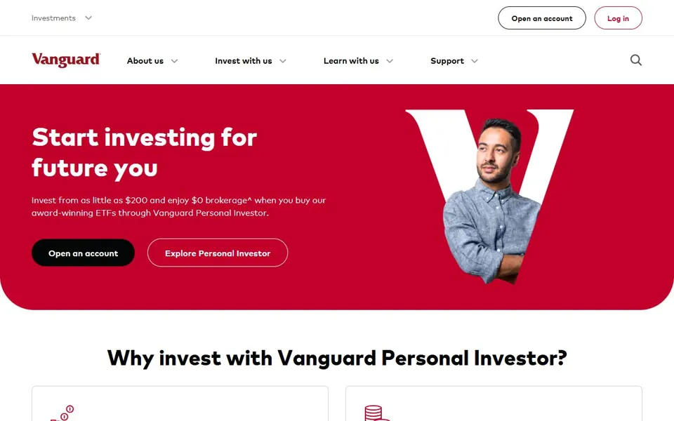 Vanguard Australia website screenshot