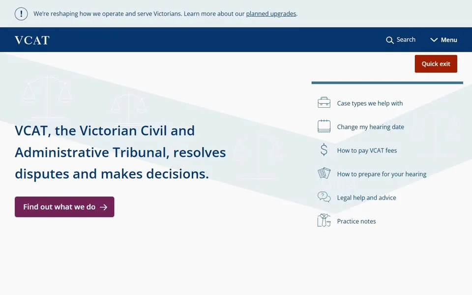VCAT website screenshot