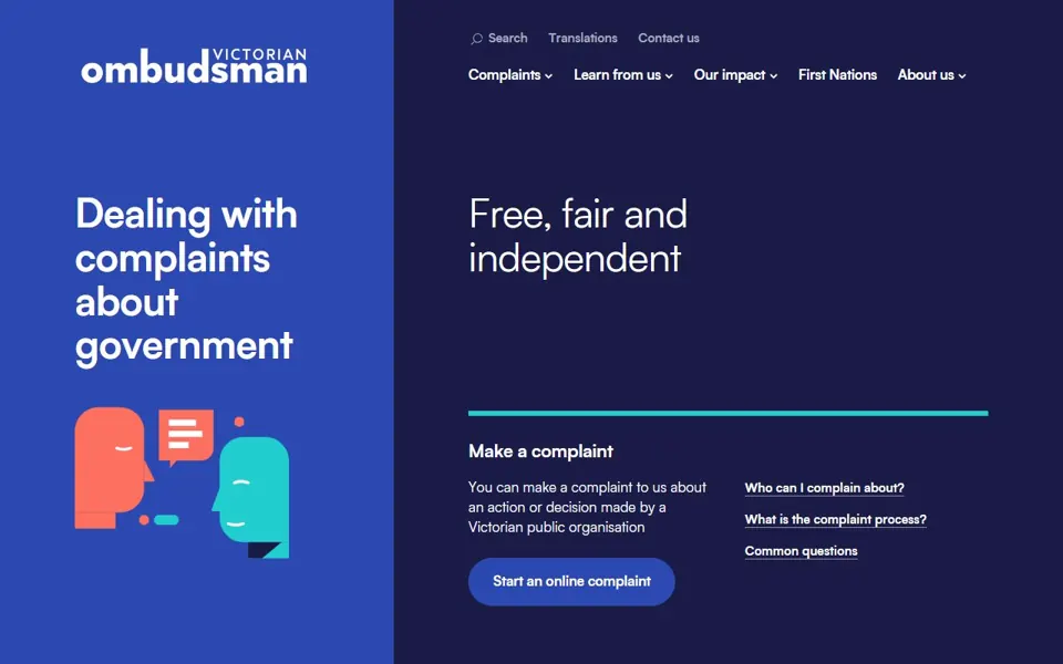 Victorian Ombudsman website screenshot