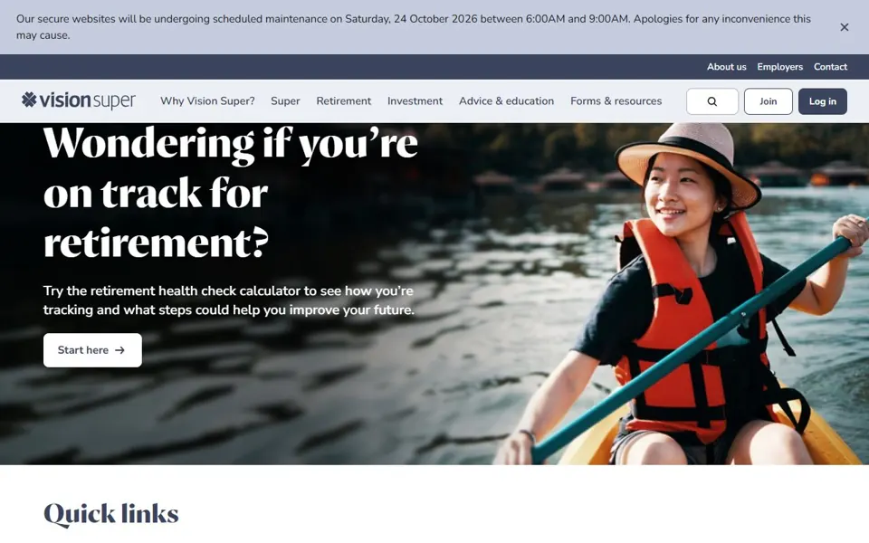 Vision Super website screenshot