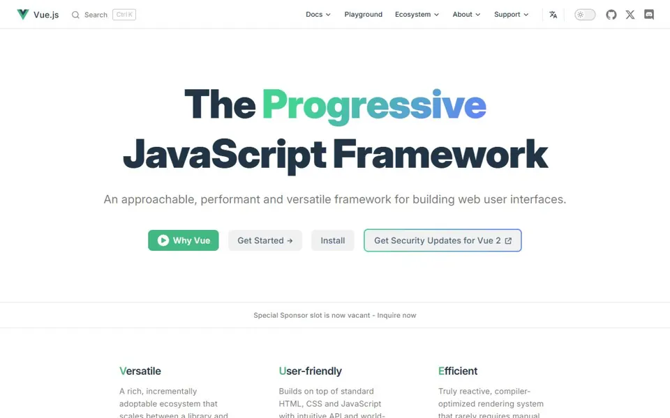 Vue.js · Website screenshot