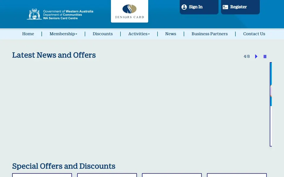 WA Seniors Card website screenshot