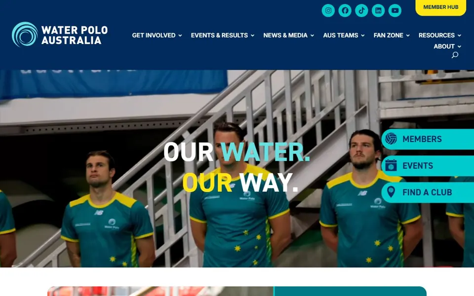 Water Polo Australia website screenshot