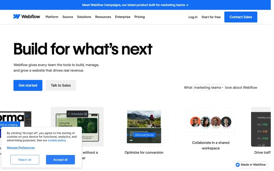 Webflow website screenshot