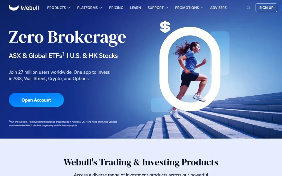 Webull Australia website screenshot
