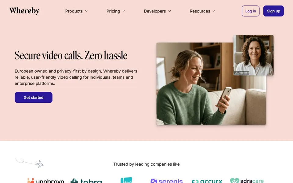 Whereby website screenshot