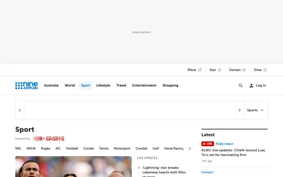 Wide World of Sports website screenshot
