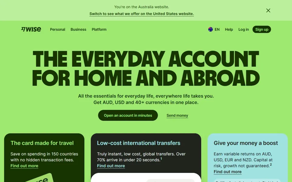 Wise website screenshot