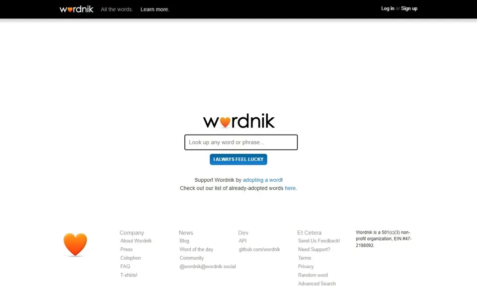 Wordnik · Website screenshot