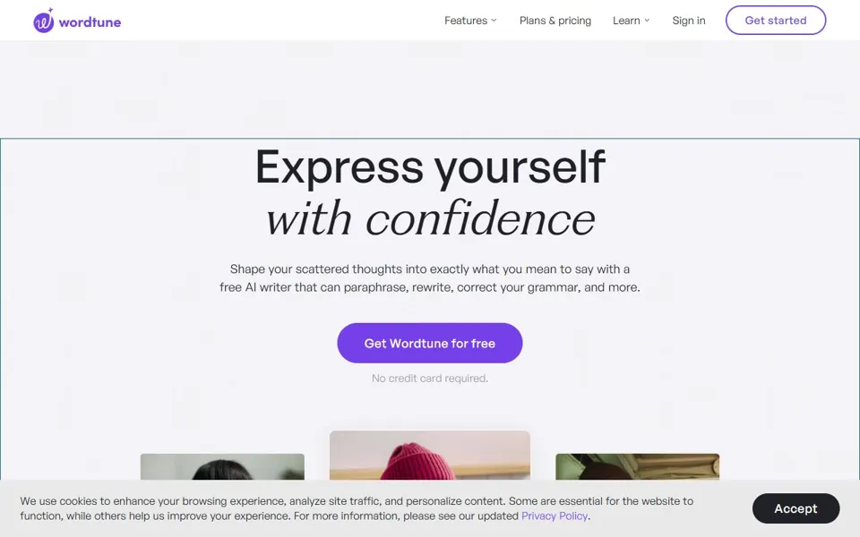 Wordtune website screenshot